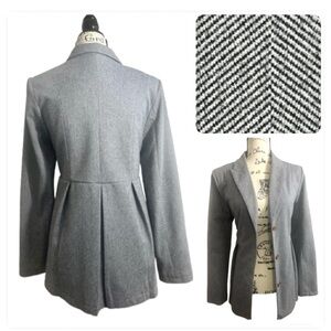 Gray and Black Herringbone Women's Blazer‎ Pleated Style